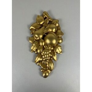Vintage Roman Art Co Gold Fruit Wall Chalkware Resin Plaque Mid Century 14 Inch